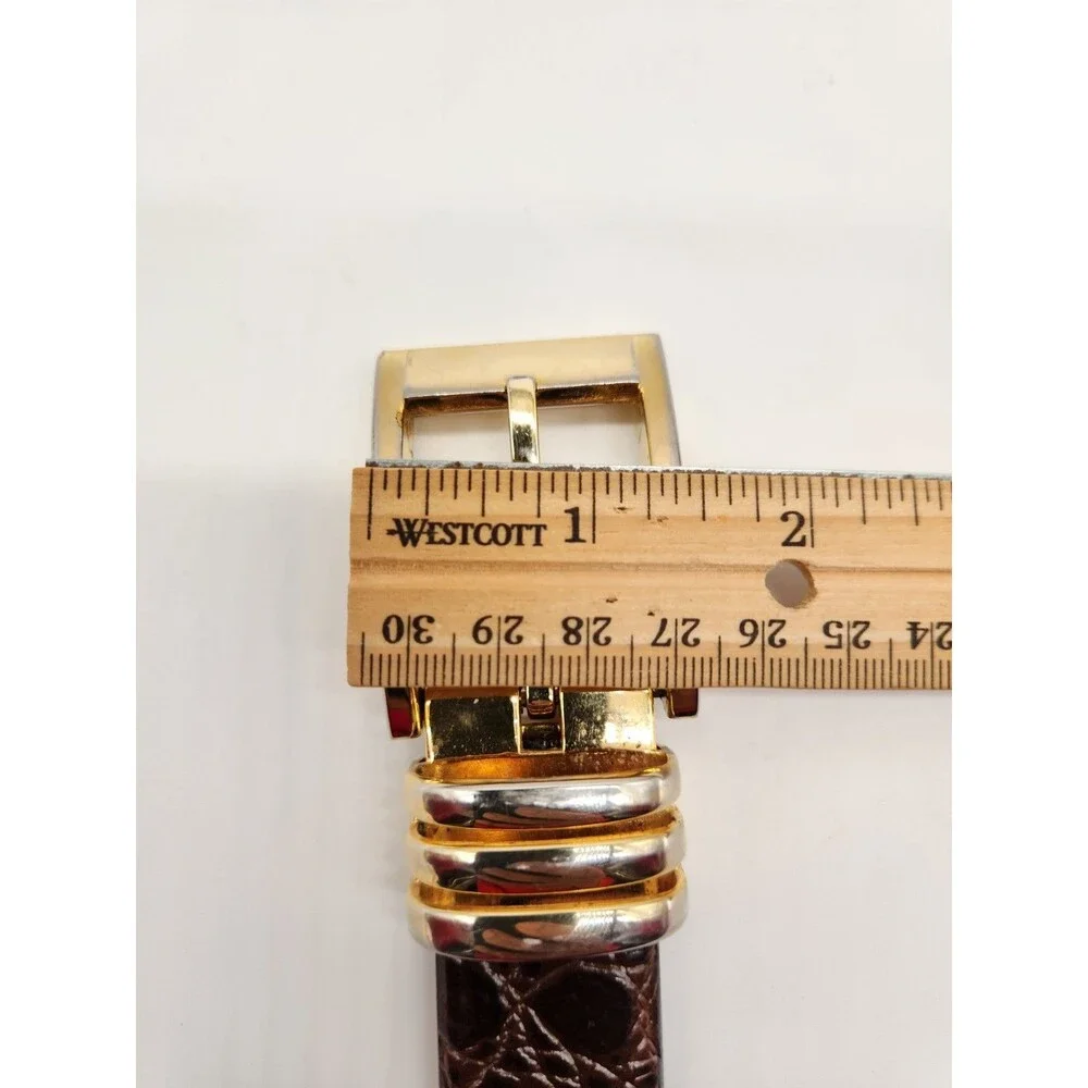 Avanti Size 42 Leather Dress Belt Dark Brown Croc Embossed Made In Italy